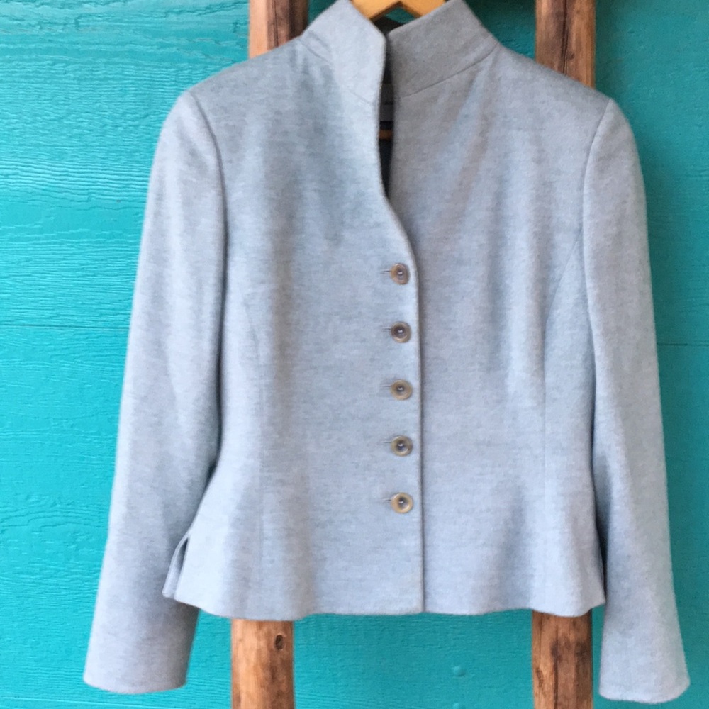 AKRIS 100% Cashmere Cropped Light Blue Jac…